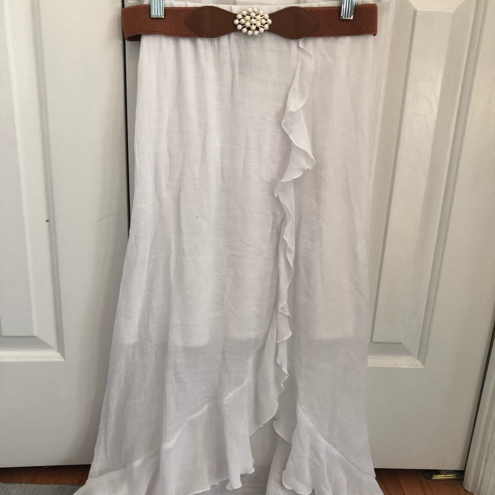 amy byer white high low skirt